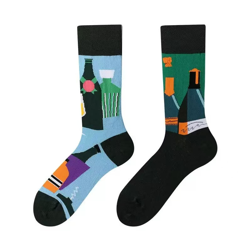 HUSHFOOT Bottles & Jars AB cotton crew socks, bottles and jars motif