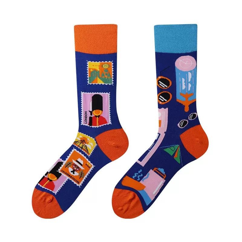 HUSHFOOT Stamp Duke AB cotton crew socks, stamp and duke motif