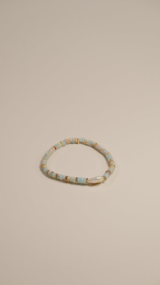 HUSHFOOT Twelve Zodiac Carved Bone and Dzi Bead Bracelet