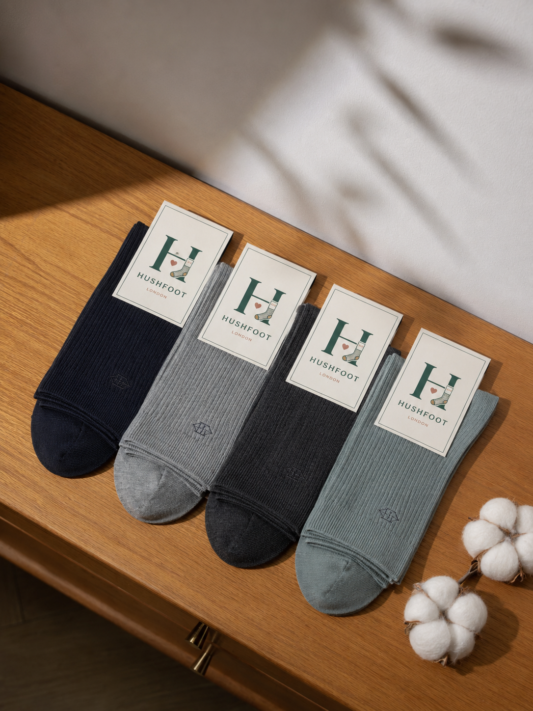 HUSHFOOT Men's Pima Cotton Ribbed Ankle Socks for Work & Casual — English product image 1 (SKU 1917)