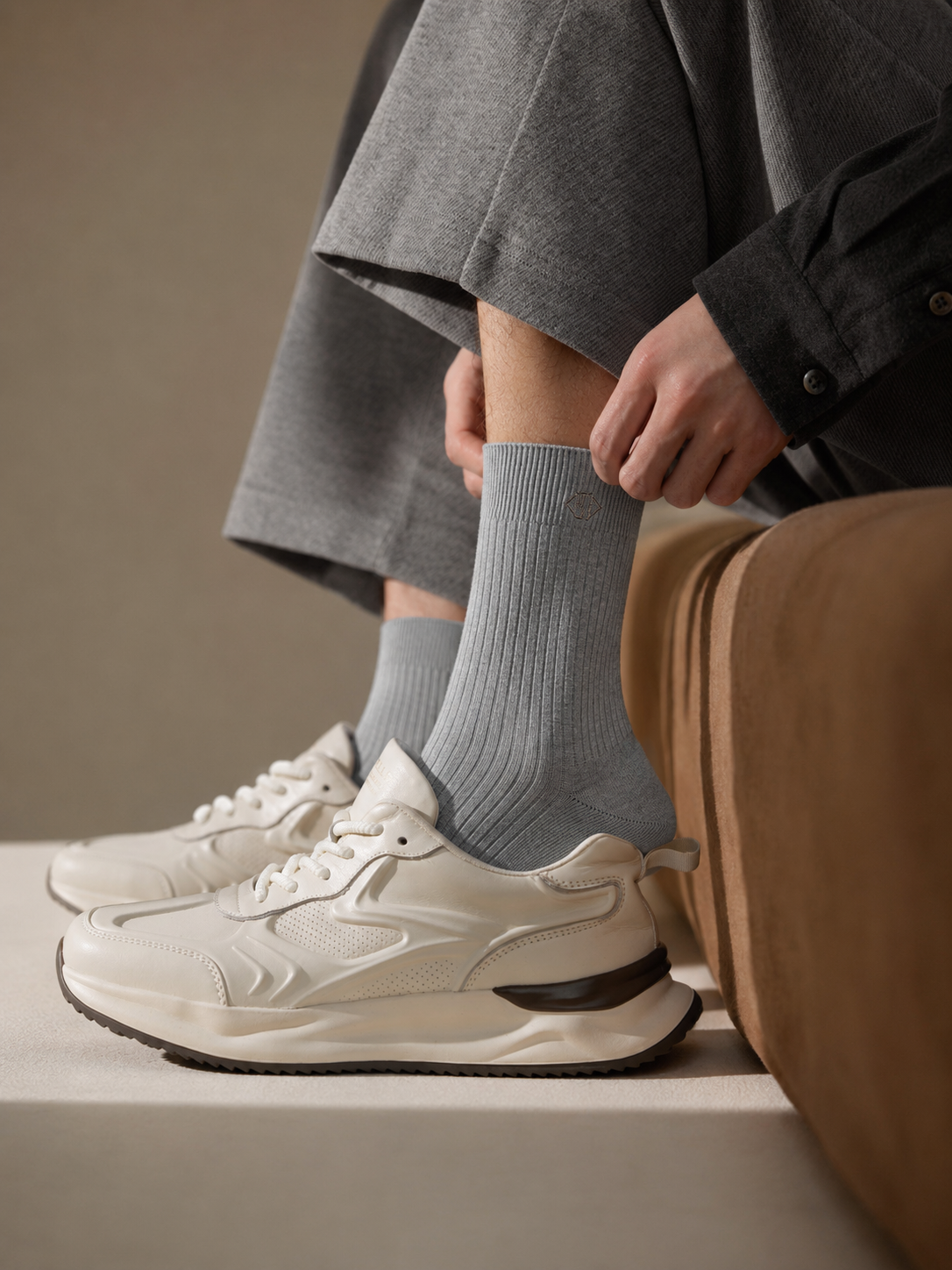 HUSHFOOT Men's Pima Cotton Ribbed Ankle Socks for Work & Casual — English product image 3 (SKU 1917)