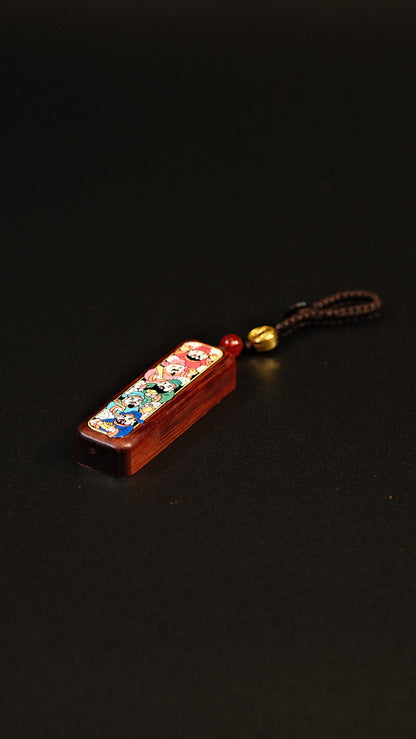 HUSHFOOT Painted Five Wealth Gods Pendant Charm