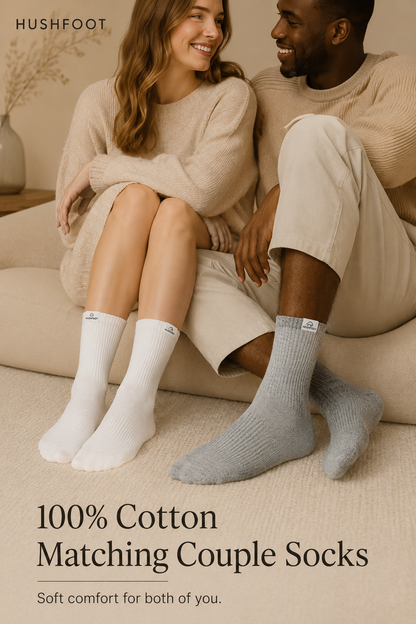 HUSHFOOT Family Matching Cotton Socks for women or men and couple at Home — English product image 2 (SKU 3074)