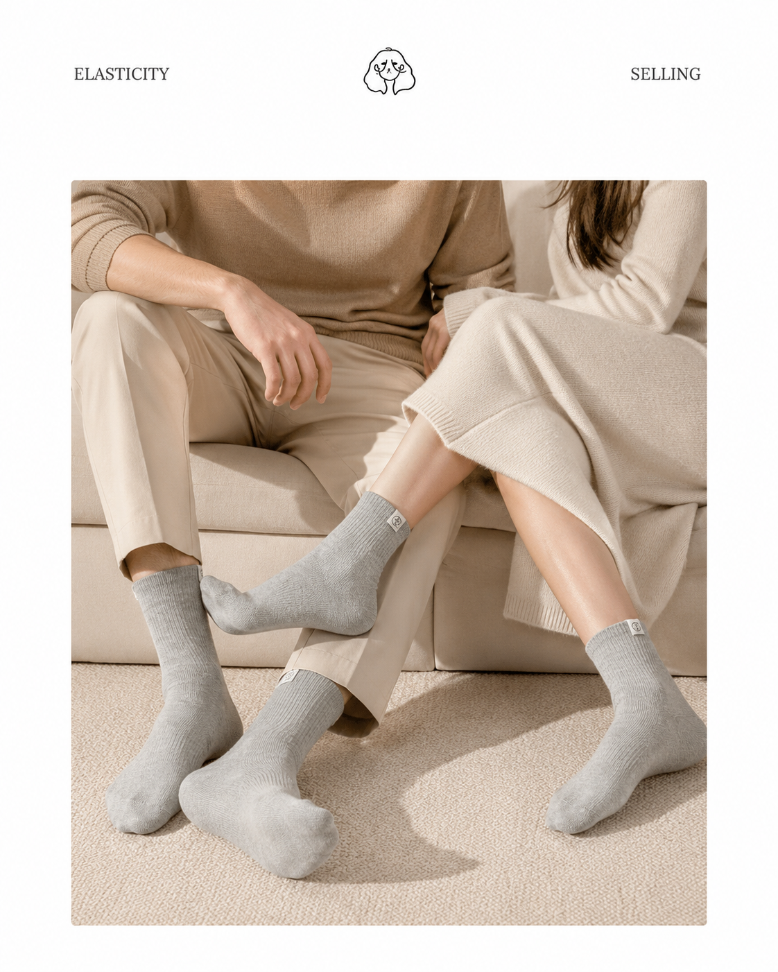 HUSHFOOT Family Matching Cotton Socks for women or men and couple at Home — English product image 3 (SKU 3074)