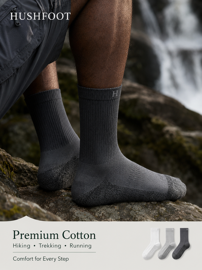 HUSHFOOT Cushioned Cotton Hiking Socks for Walking and Light Sport — English product image 5 (SKU 3084)