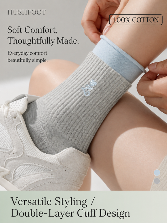 HUSHFOOT Colour Cuff Cotton Ankle Socks in Long-Staple Cotton — English product image 1 (SKU 4118)
