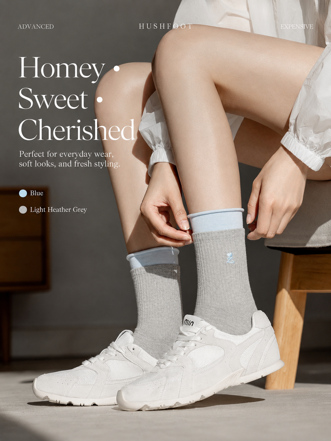 HUSHFOOT Colour Cuff Cotton Ankle Socks in Long-Staple Cotton — English product image 3 (SKU 4118)