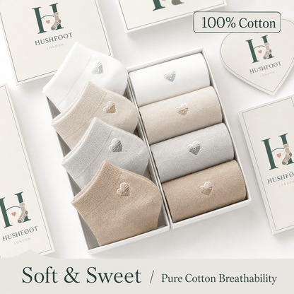 HUSHFOOT Girls Cotton Ankle Socks with Heart Embroidery for School — English product image 3 (SKU 4199)