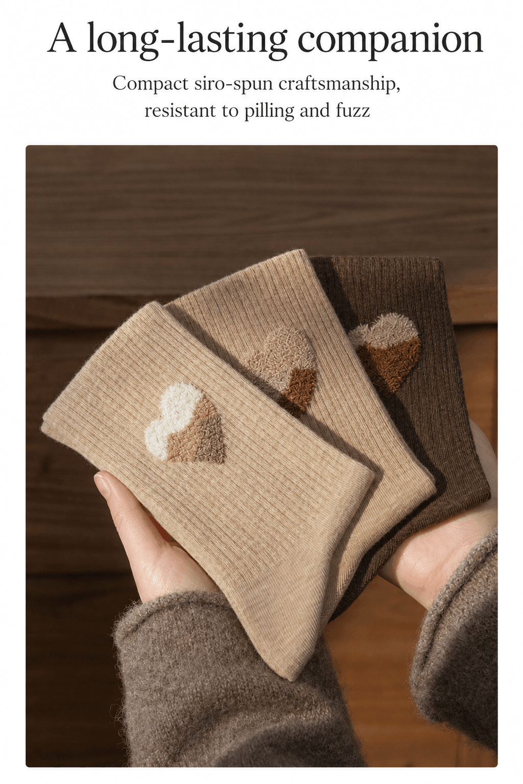 HUSHFOOT Women's Soft Heart Jacquard Socks with Gentle Grip Fit — English product image 3 (SKU 4249)