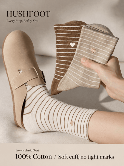 HUSHFOOT Women's Soft Heart Embroidered Socks with Gentle Cuff — English product image 3 (SKU 4263)