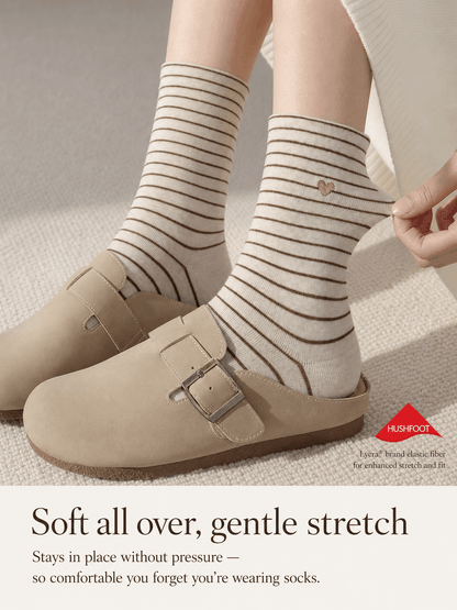 HUSHFOOT Women's Soft Heart Embroidered Socks with Gentle Cuff — English product image 4 (SKU 4263)