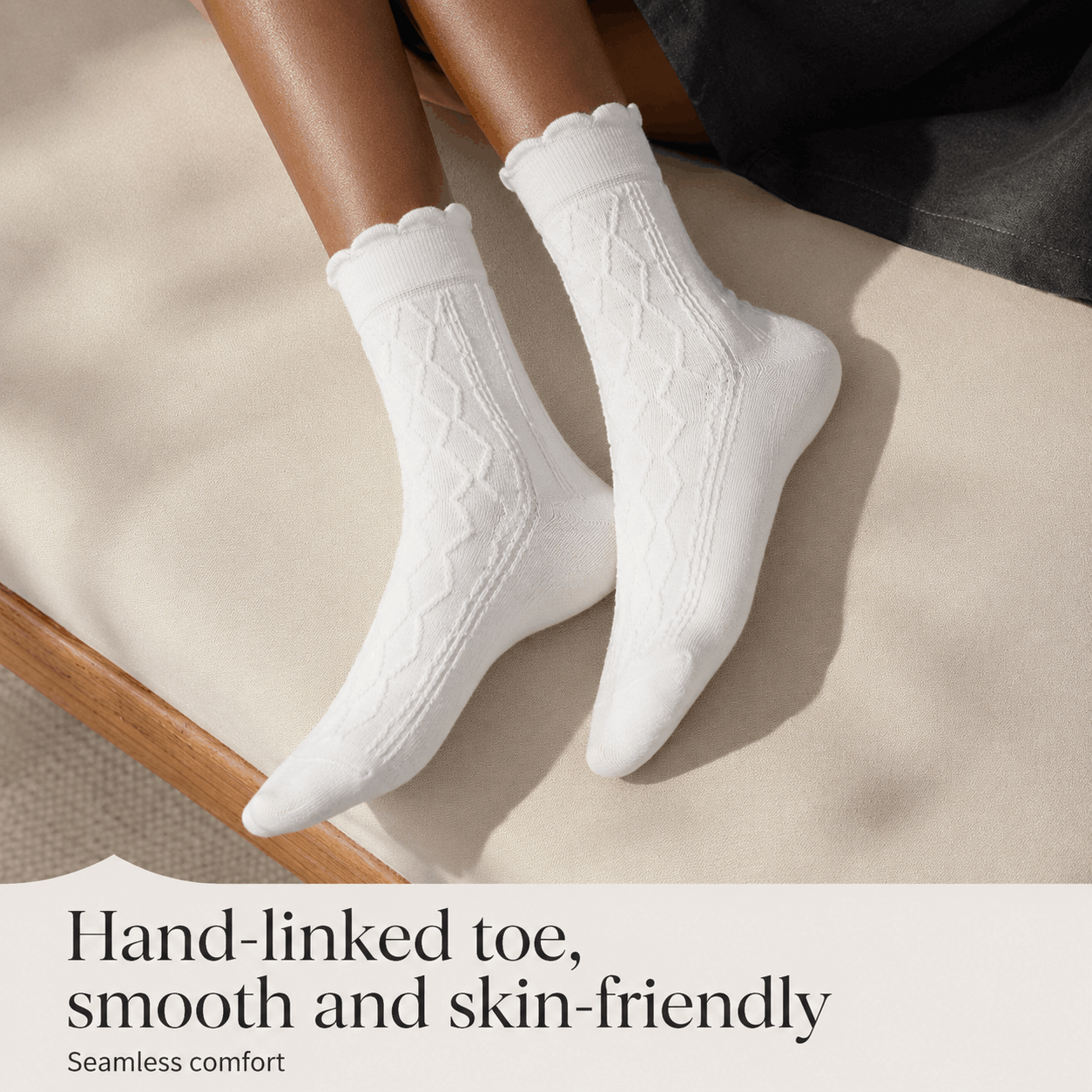HUSHFOOT Women's Pure Cotton White Socks for Autumn Loafer Outfits — English product image 1 (SKU 4265)