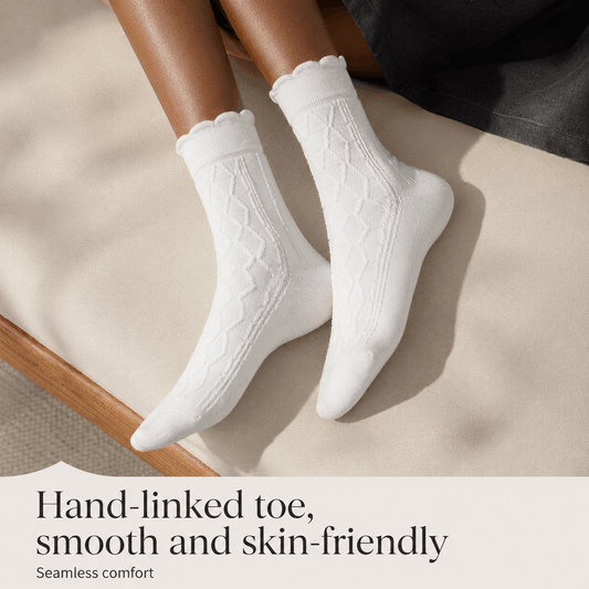 HUSHFOOT Women's Pure Cotton White Socks for Autumn Loafer Outfits — English product image 1 (SKU 4265)