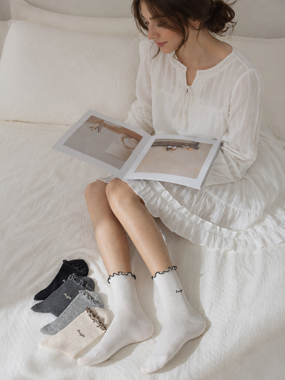 HUSHFOOT Girls Fine Rib Cotton Socks in Combed Long-Staple Cotton — English product image 2 (SKU 4282)