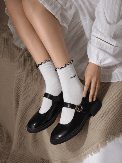 HUSHFOOT Girls Fine Rib Cotton Socks in Combed Long-Staple Cotton — English product image 4 (SKU 4282)