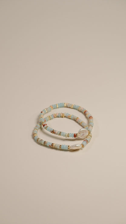 HUSHFOOT Twelve Zodiac Carved Bone and Dzi Bead Bracelet