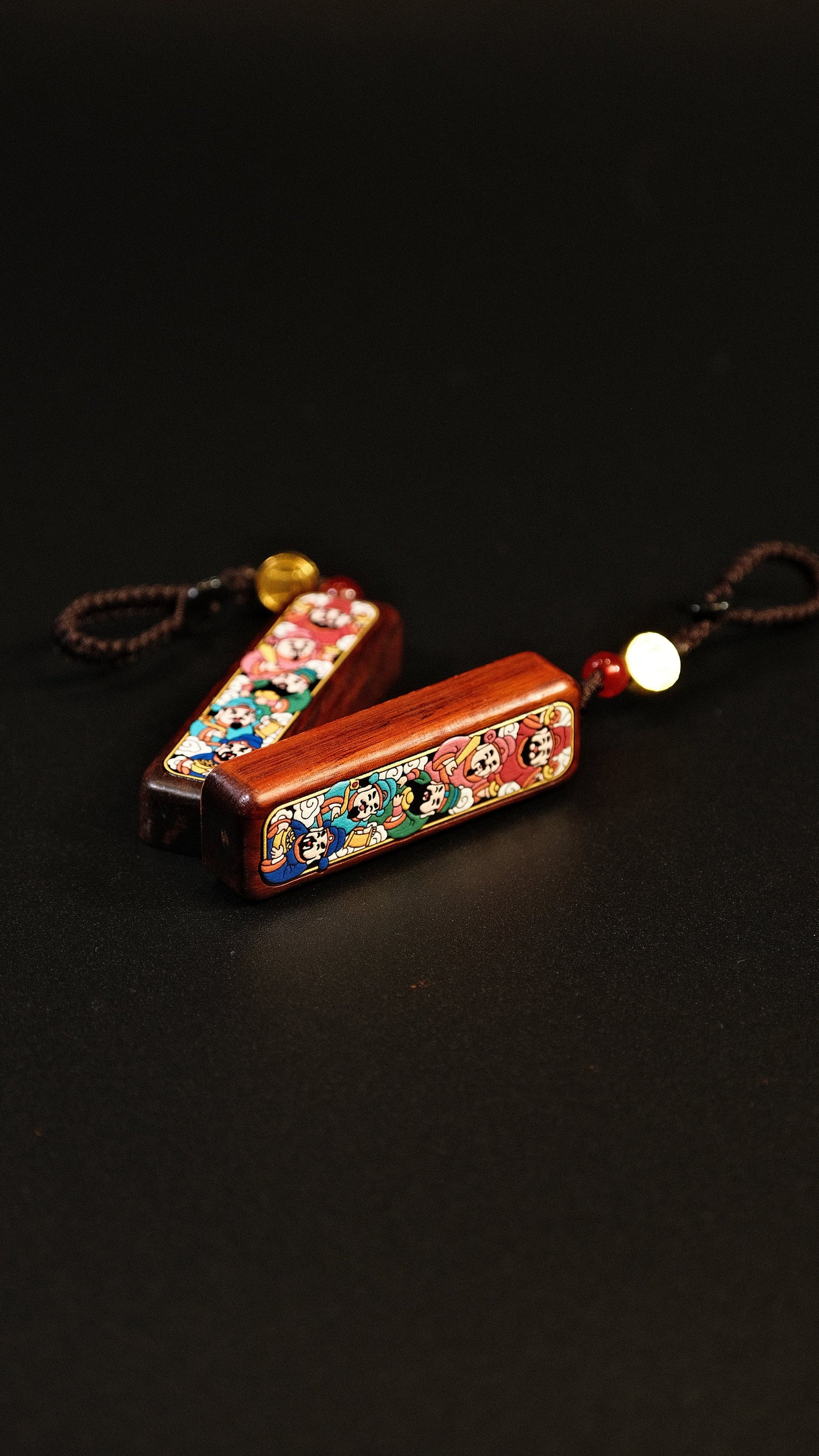 HUSHFOOT Painted Five Wealth Gods Pendant Charm