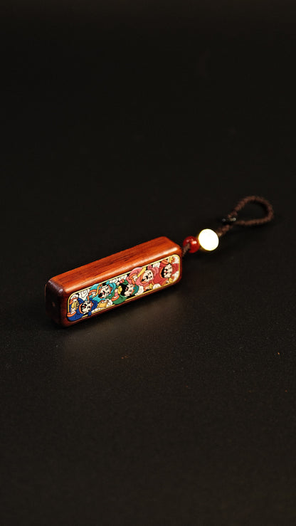 HUSHFOOT Painted Five Wealth Gods Pendant Charm