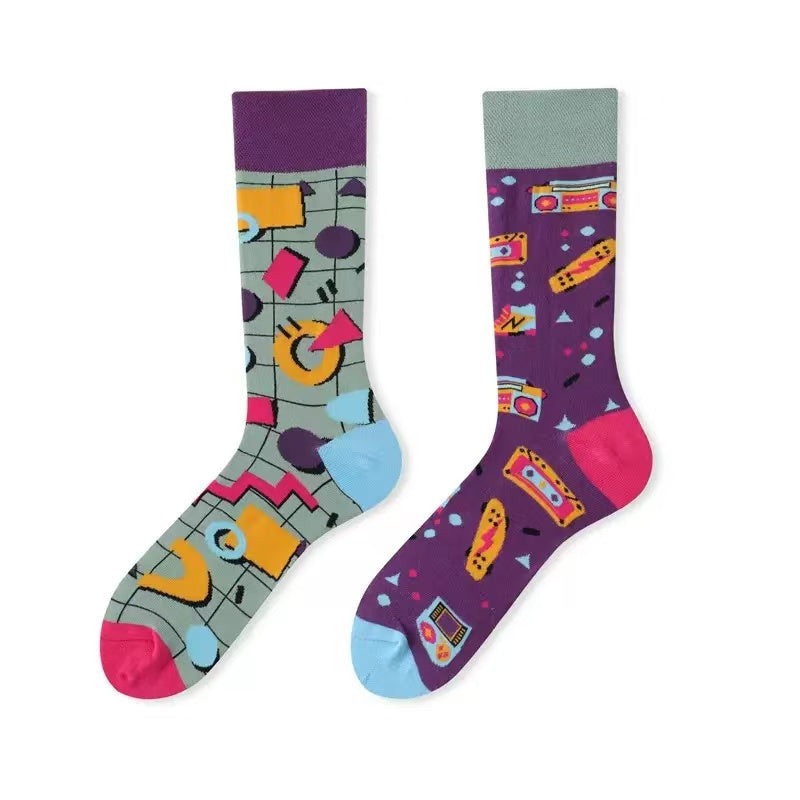 HUSHFOOT Pattern 121 AB cotton crew socks, graphic pattern