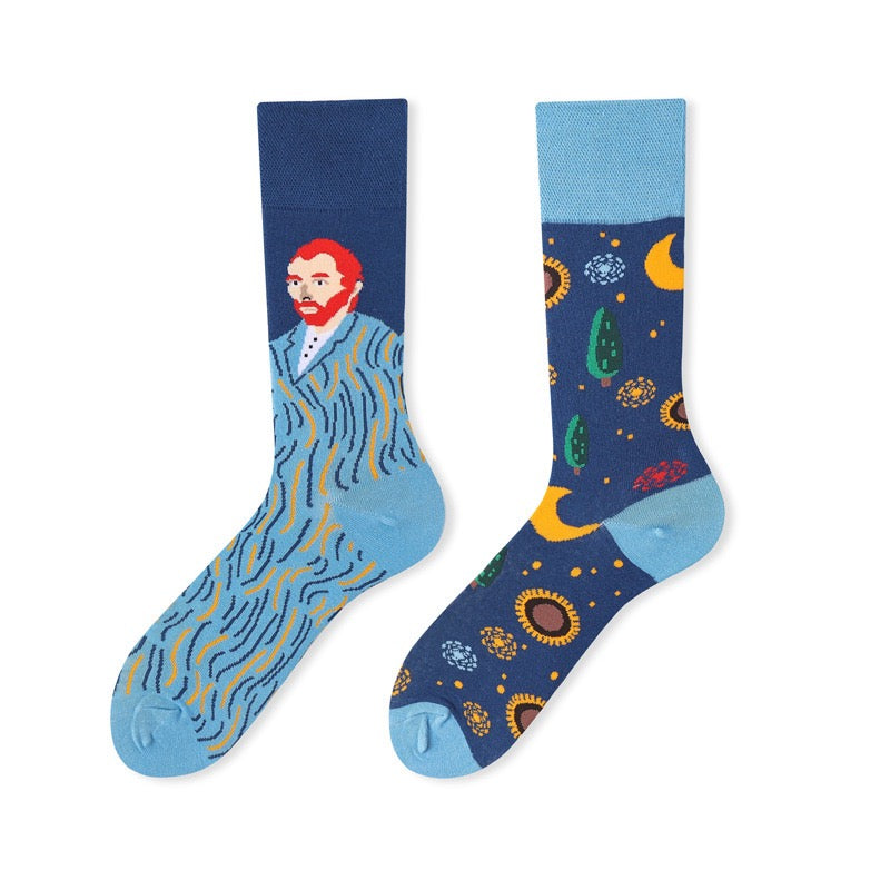 HUSHFOOT Pattern 75 AB cotton crew socks, graphic pattern