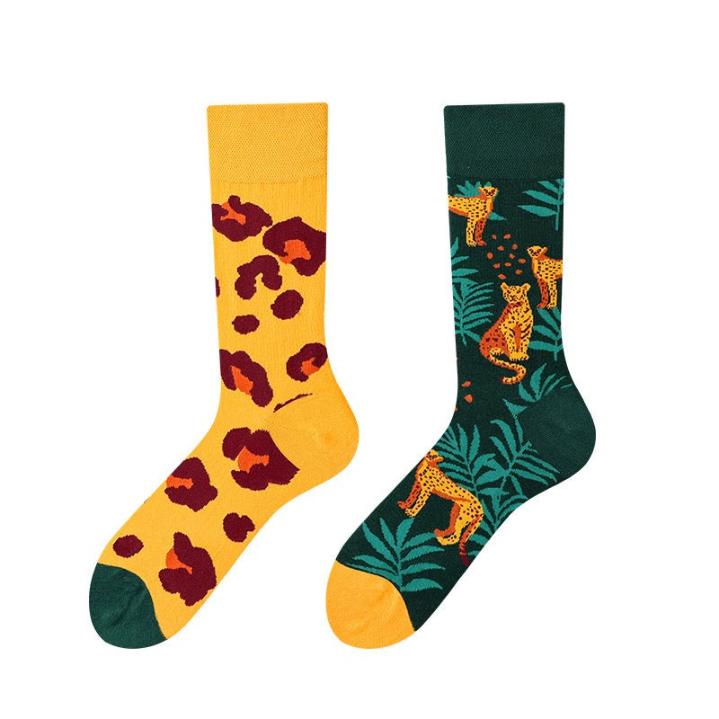 HUSHFOOT Jaguar AB cotton crew socks, wild cat motif