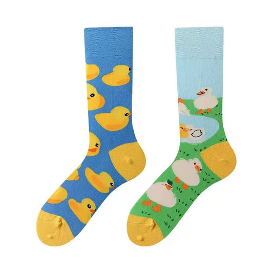 HUSHFOOT Yellow Duck AB cotton crew socks, duck motif