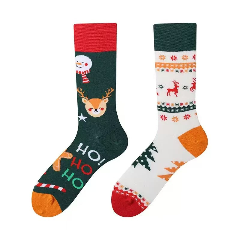 HUSHFOOT Christmas Reindeer AB cotton crew socks, festive reindeer motif
