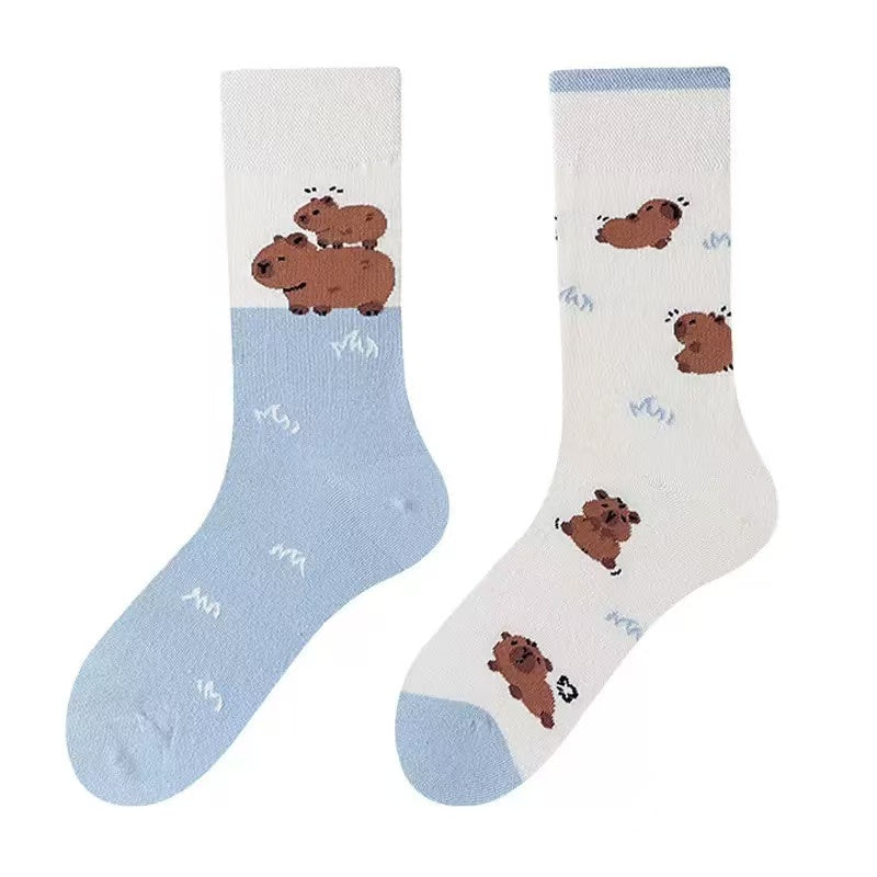 HUSHFOOT Capybara AB cotton crew socks, capybara motif