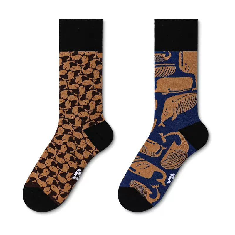 HUSHFOOT UAB-7 Pattern AB cotton crew socks, graphic pattern