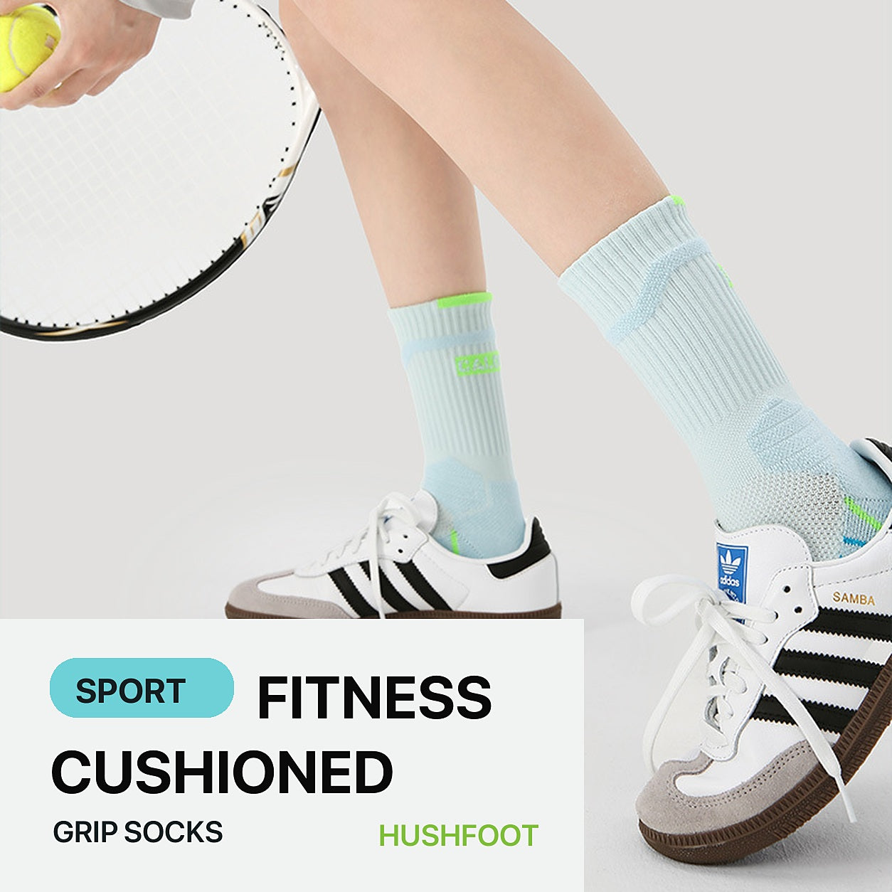 HUSHFOOT cushioned grip badminton sports socks lifestyle image