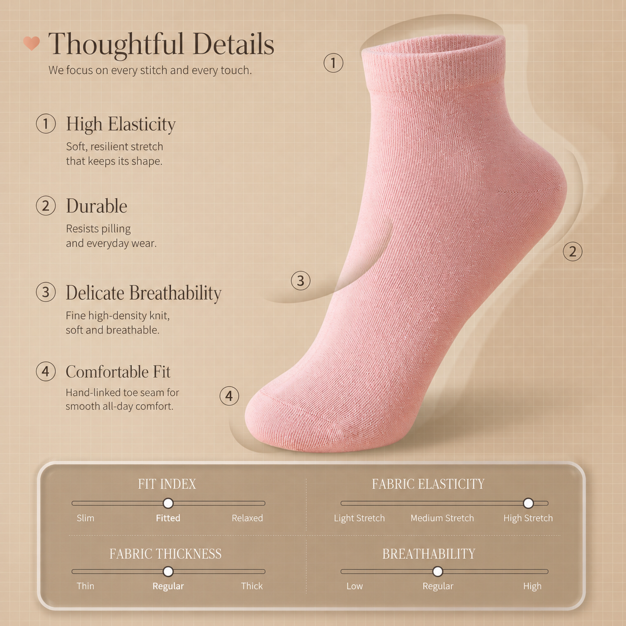 HUSHFOOT wormwood cotton ankle sport socks product image 1