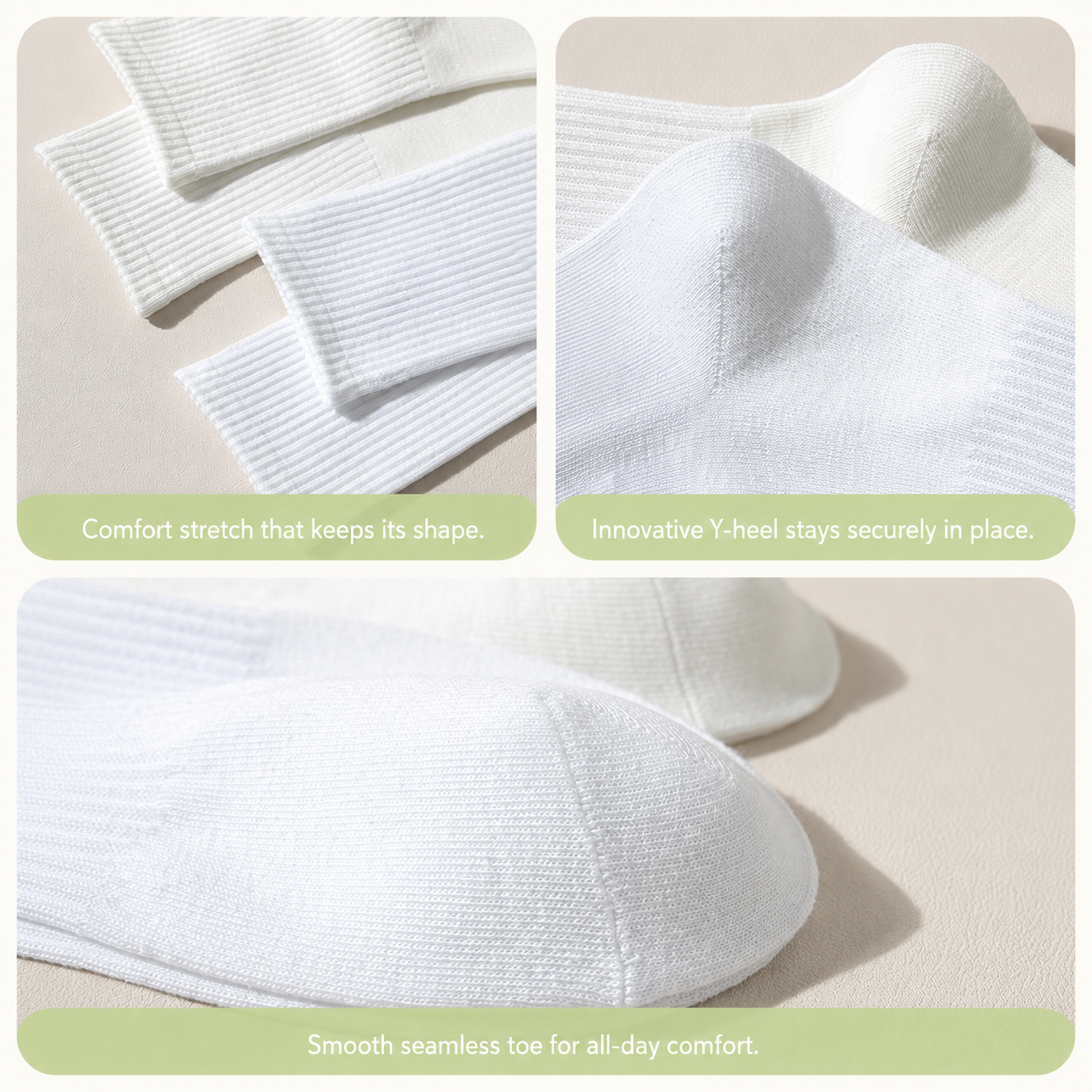 HUSHFOOT cotton crew ankle socks 3 pair pack in white - product image 6